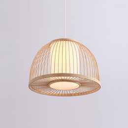 Pendant Lamps Handmade Bamboo Chandelier Semicircle Artwork Restaurant B & Farmhouse Special