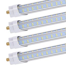 20PCS T8 T10 T12 LED Light Tube 8ft 120W 6500K 13000 Lumens Single Pin FA8 Base V Shape Clear Cover Ballast Bypass Dual-E292l