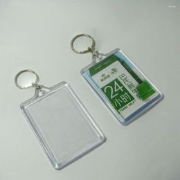 Keychains 100 Pcs Blank Acrylic Rectangle Key Chains Insert Po Frame Picture Promotional Gifts Tags 2.25"x 1.65"-