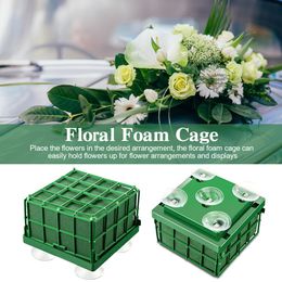 Faux Floral Greenery 2pcs Floral Foam Cage Party Flower Arrangement With Suction Cups Home Decor For Fresh Florist Car 230926