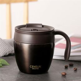 320ml Stainless Steel Coffee Mugs Thermos Insulation Water Bottle Cups Drinkware With Handle Lid Travel Tea Mug for Office C181123318h