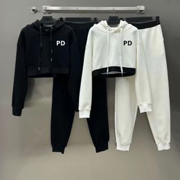 PD letters Women's Two Piece Pants Casual Suits Designers Hooded Jackets Capsule Collection Fashion Reversible Fashion Long Sleeve Jacket pant