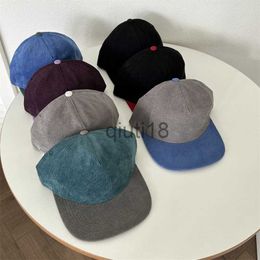 Ball Caps New Color Matching Corduroy Solid Color Baseball Caps for Men and Women Autumn Retro Versatile Flat-brimmed Skateboard Hat x0927