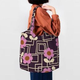 Shopping Bags Fashion Print Maze Flower Orla Kiely Tote Bag Recycling Canvas Groceries Shopper Shoulder Handbag Gifts