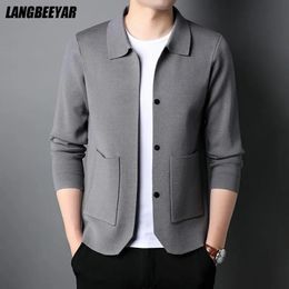 Men's Sweaters Top Grade Autum Winter Brand Fashion Knitwear Lapel Japanese Street Mens Cardigan Sweater Casual Coats Jacket Men Clothing 230927