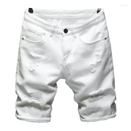 Men's Shorts 2023 Summer Ripped Denim Classic Style Black White Fashion Casual Slim Fit Short Jeans Male Brand