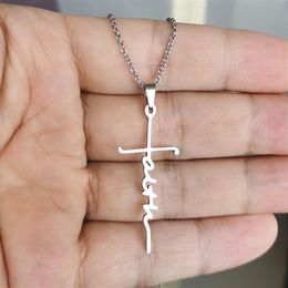 Whole 10pc lot New Stainless Steel Cross Pendant Necklace Faith Necklaces Women Men Fashion Jewellery Gift SN278237d