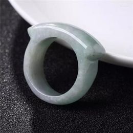 Decorative Figurines Natural Jade Saddle Ring Chinese Jadeite Charm Jewelry Hand Carved Fashion Accessories For Women Men 17-22mm