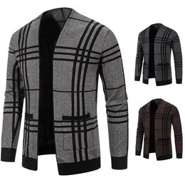 Men's Sweaters Casual Cardigan Basic Striped Patterned Youth Business Formal Slim Fit Sweater Wear Out Long Sleeve Vneck Collar Jackets 230927
