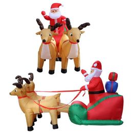 Christmas Decorations Inflatable Santa Snowman Riding Reindeer Doll Set With Built-in LED Winter Outdoor Funny Gift296e