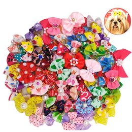 Colourful Small Dog Apparel Bows Puppy Hair Bows Decorate Small Dog Hair Rubber Bands Pet Headflower Supplier
