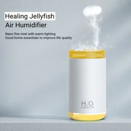 Home Room Desk Air Humidifier USB Mini Jellyfish Ring Aromatherapy Diffuser With Warm Lamp Mini Portable Car Humidificador