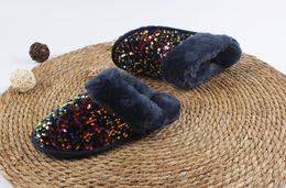 Pantofole in cotone Baotou stile fervente del 2023 Pantofole in peluche di moda da uomo con paillettes La signora pantofola pelosa in casa classici mocassini con stivali australiani