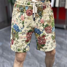 Men's Shorts Vintage Floral Pattern Men Summer Casual Flower Print For Social Club Outfits Brand Beach