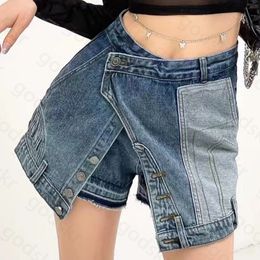 Модный дизайн, юбка, женские джинсы на пуговицах с высокой талией, широкие джинсовые шорты, мини-юбка