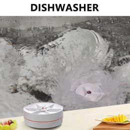 Other Home Storage Organization Mini Turbo Dishwasher 18W Portable Ultrasonic Dish Washer 2 Modes Wireless Bowl Washing Machine for Household 230926