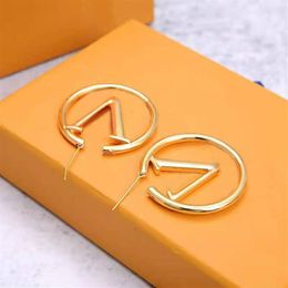 Luxury big gold hoop earrings for lady women orrous girls ear studs set Designer Jewellery earring Valentine's Day Gift engagem268S