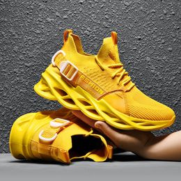 Dress Shoes Yellow Mesh Breathable Running Sport Sneakers Men Light Soft Thick Sole Hole Couple Athletic Women 230926