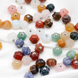 Natural Stone Halloween Pumpkin Crystal Pendant Charms for Jewellery Making Crafts DIY Earring Necklace Handmade Accessories