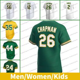 24 Rickey Henderson Baseball Jerseys 33 Jose Canseco Baseball Jersey Ramon Laureano 12 Aledmys Diaz 28 Manny Pina Matt Chapman Kelly Green White Men Women Kids