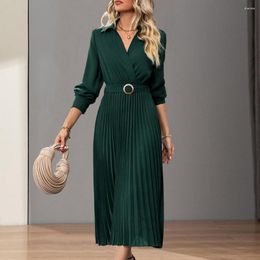 Casual Dresses Fashionable Women Dress Stylish Lapel Design V-neck Midi Elegant A-line Cut For Weddings Cocktail Parties 3 Years