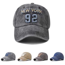 Ball Caps 5 Colors Embroidery New York 92 Wash Vintage Baseball Cap Versatile Soft Top Cap Fashionable Sunscreen Hat for Men and Women x0927