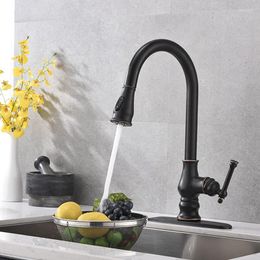 Kitchen Faucets High Quality Brass Oil Rubbed Bronze Pull Out Sink Faucet One Hole Handle European Cold Water ORB Tap