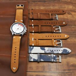 Genuine Suede Leather Watch Strap 18 20 22 24mm Brown Coffee Camouflage Watch Bands Men's Band Accessories259q