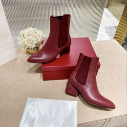 2023 Winter Women's Fashion Elastic Leather Boots Elegant Ankle Leather Outsole Thick Heel