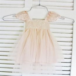 RUE DEL SOL blush flower girl dress French lace and silk tulle dress for baby girl blush princess dress blush tutu299x