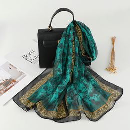 New Luxury Brand Silk Scarf Women Summer Beach Satin Shawl Design Wrap Print Hijab Spring Large Headscarves Stoles Bandana
