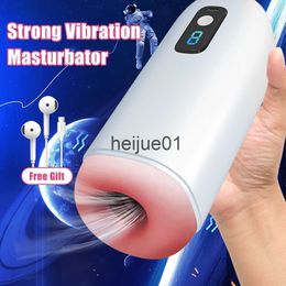 Masturbators Automatic Male Masturbator Cup Vagina Strong Vibration Digital Blowjob Machine Real Pussy Masturbation Adult Sex Toys For Men x0926