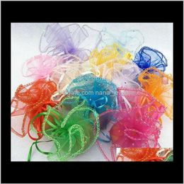 Pouches Packaging Display Drop Delivery 2021 Ship 100Pcs 26Cm Diameter Organza Round Plain Jewelry Wedding Party Candy Gift Bags U239I