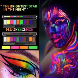 Body Paint 10-color Water Activation UV Painting Palette Set Face Water-based DIY Fluorescent Body Paint Camouflage Paste Eyeliner Makeup 230926