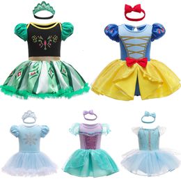 Rompers Baby Romper TUTU Dress With Headband Infant Baby Princess Girl Clothes Size 3-18M Cute Design Baby Dress Party Costumes 230926