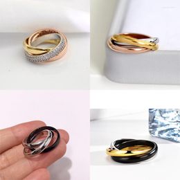 Cluster Rings High Quality Titanium Steel Ring Colorful Fashion Charm Jewelry Banquet For Women Men Birthday Christmas Gifts