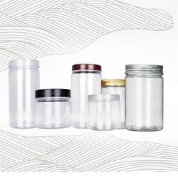 250ml 350ml Transparent Small Plastic PET Jars With Aluminium Lid Clear Empty Cosmetic Sample Jar With Lid In stock1255u