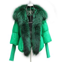 Women's Down Parkas Autumn Winter Warm Women Coat Oversized Real Fur Hooded Collar Thick Luxury Goose Down Jacket 230926