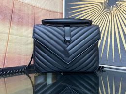 2023 Luxury Fashion Designer Women's Classic Flip Chain Bag Seamed Leather Metal Chain Imported Original Goatskin Handheld Crossbody Bag