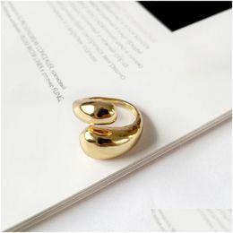 Band Rings Open Rings Big Wide Golden Dome Finger Ring Large For Women Irregar Exaggerated Cross Jewellery Personality Simple Adjustable Dhnwp