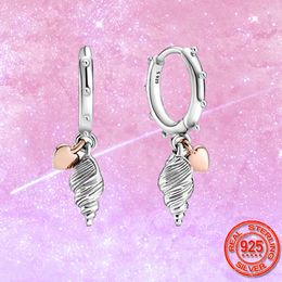 Dangle Earrings 2023 Summer 925 Sterling Silver Ocean Series Heart & Conch Shell Drop For Women Earings Original Fashion Jewellery Wholesale