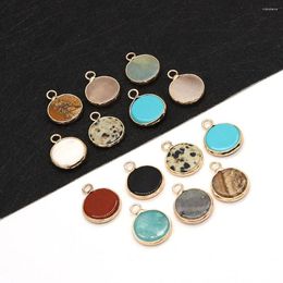 Pendant Necklaces Natural Stone Onyx Crystal Round 14x18mm Glitter Charm Fashion Jewelry DIY Necklace Earrings Boutique Accessories