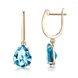 Backs Earrings Gold Colour Clip For Women Classic Heart Teardrop Water Drop Shape Light Blue Stone Sapphire Jewellery Sell Trendy