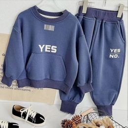 Clothing Sets Baby Boy Girl Clothing Sets Children Pullover Sweatshirts Simple Solid Cotton Sports Pants 2pc Kids Clothes Boy Suit 230927