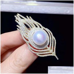 Pins Brooches Fashion Men Women Brooch Yellow White Gold Plated Fl Cz Feather Pin For Party Nice Gift Nl-630 Drop Delivery Jewelry Dheja