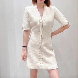 Maje Tie Front Fit Tweed Dress Half Sleeve Knit Mini Dress for Women