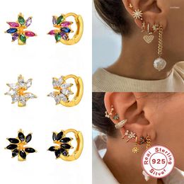 Hoop Earrings 925 Sterling Silver Ear Needle Simple For Women Round Dangle Fashion Jewellery Engagement Bone Buckle