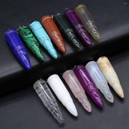 Pendant Necklaces 3pcs/lot Natural Agate Charms Stone For Women Making DIY Jewellery Necklace Earrings Accessory 44x11mm