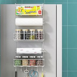 Storage Holders Racks Kitchen Refrigerator Shelf Organizer Hanging Fridge Side Storage Racks Kitchen Wall Shelf Spice Organizers Paper Towel Holder 230927