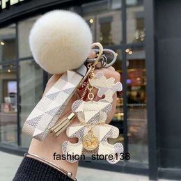 Keychains & Lanyards Designer keychain bear leather fur ball pendant key chain car pendant metal fashion personality creative cute 6 kinds of styles is very nice